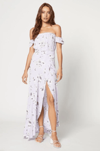 Load image into Gallery viewer, 淡紫印花平口前開衩長洋