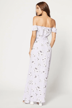 Load image into Gallery viewer, 淡紫印花平口前開衩長洋