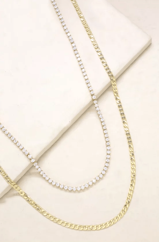 234環項鍊-Crystal&Gold Chain Necklace Set